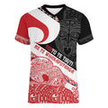 Toitu Te Tiriti Me Te Whakaputanga Women V-Neck T-Shirt Maori Wahaika With Haka Face