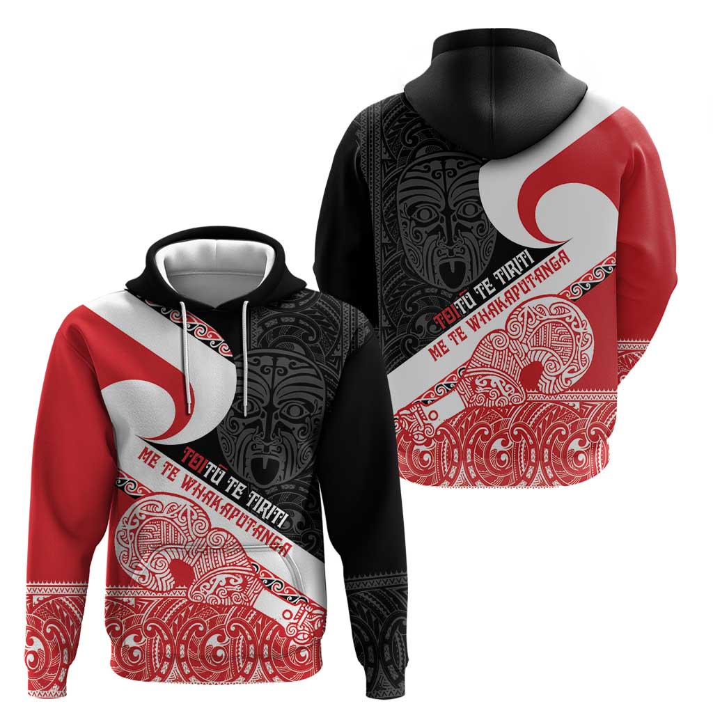 Toitu Te Tiriti Me Te Whakaputanga Zip Hoodie Maori Wahaika With Haka Face