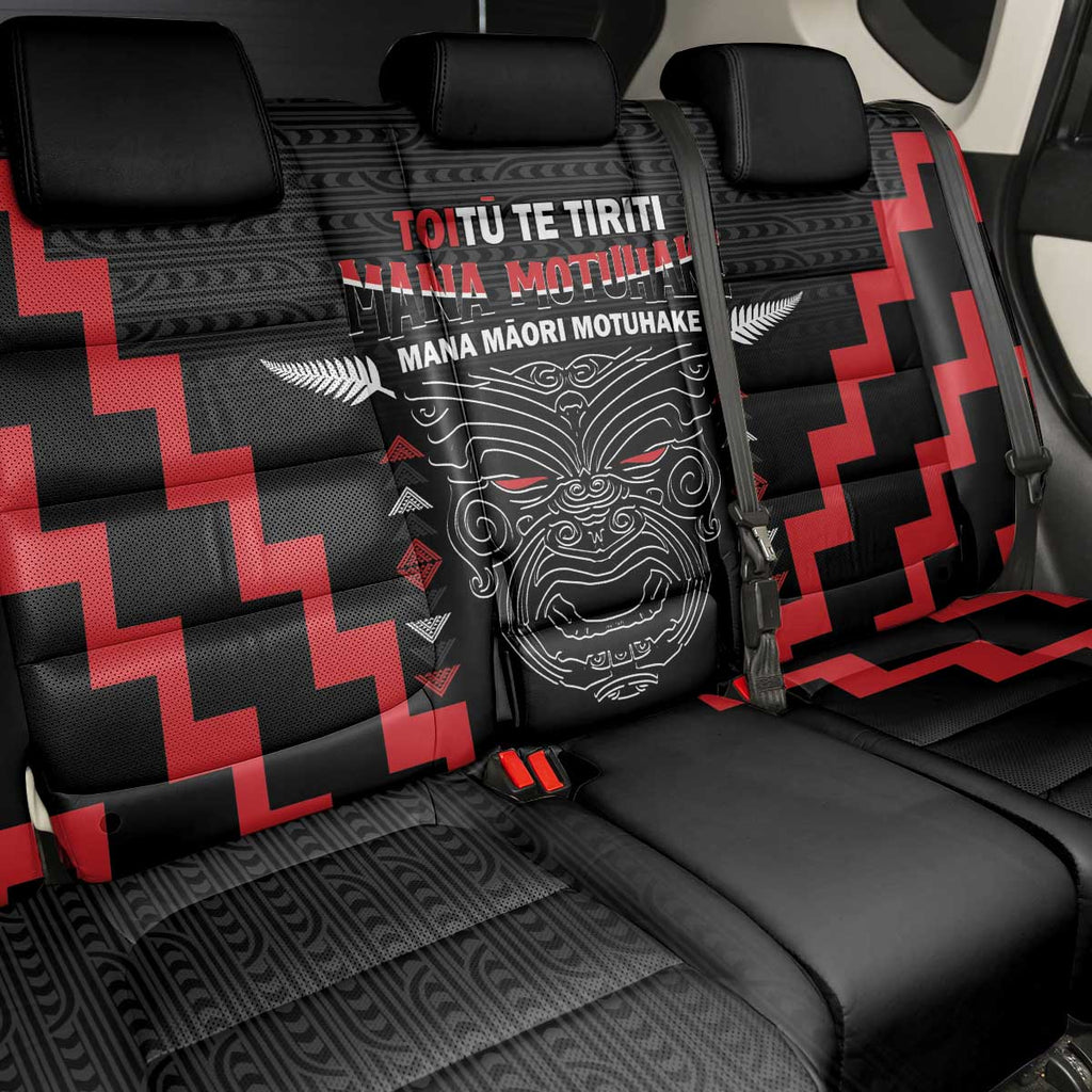 Toitu Te Tiriti Mana Maori Motuhake Back Car Seat Cover Aotearoa Haka Face Mix Poutama Art
