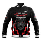 Personalised Toitu Te Tiriti Mana Maori Motuhake Baseball Jacket Aotearoa Haka Face Mix Poutama Art