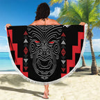 Toitu Te Tiriti Mana Maori Motuhake Beach Blanket Aotearoa Haka Face Mix Poutama Art