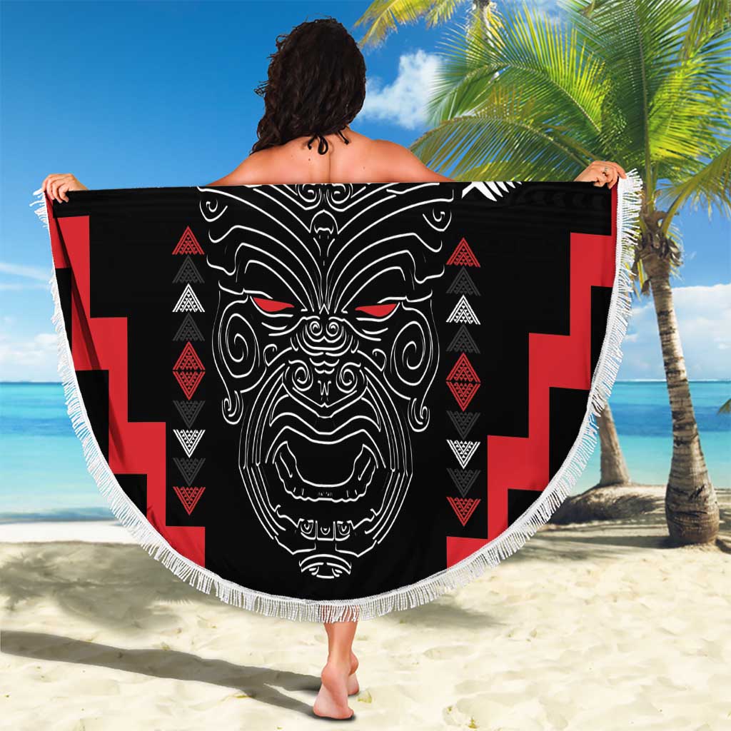 Toitu Te Tiriti Mana Maori Motuhake Beach Blanket Aotearoa Haka Face Mix Poutama Art