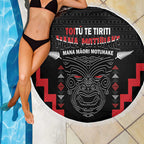 Toitu Te Tiriti Mana Maori Motuhake Beach Blanket Aotearoa Haka Face Mix Poutama Art