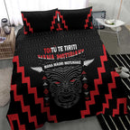 Toitu Te Tiriti Mana Maori Motuhake Bedding Set Aotearoa Haka Face Mix Poutama Art