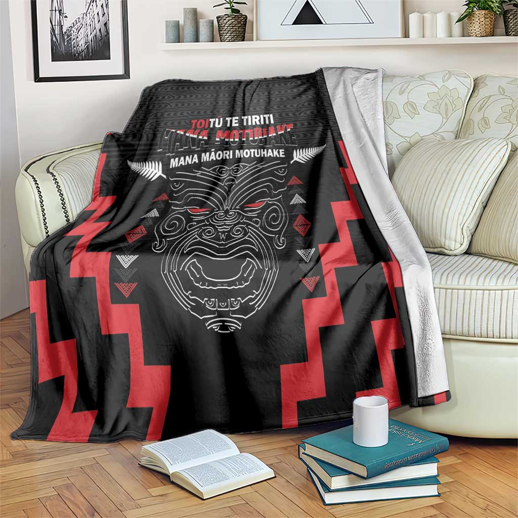 Toitu Te Tiriti Mana Maori Motuhake Blanket Aotearoa Haka Face Mix Poutama Art
