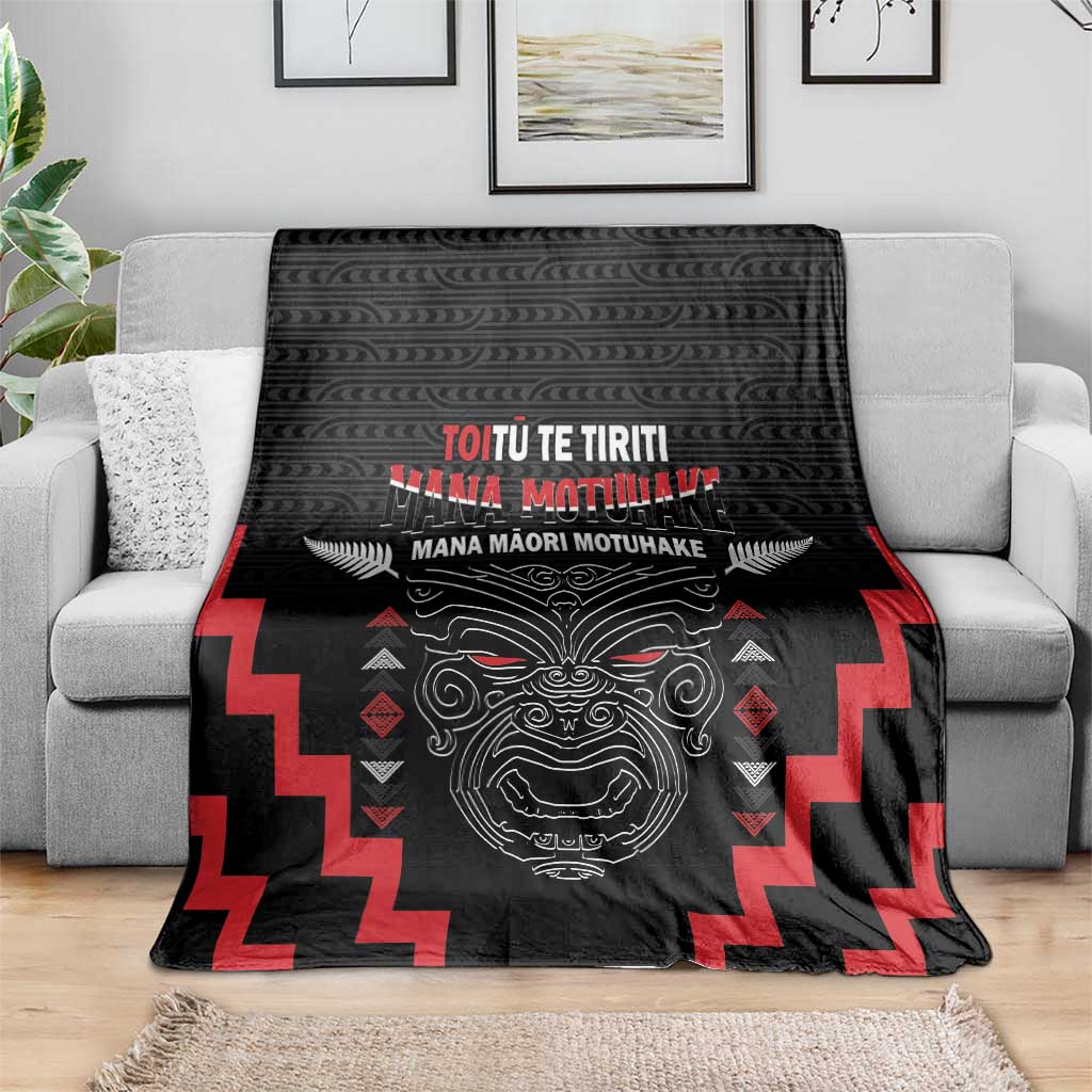 Toitu Te Tiriti Mana Maori Motuhake Blanket Aotearoa Haka Face Mix Poutama Art