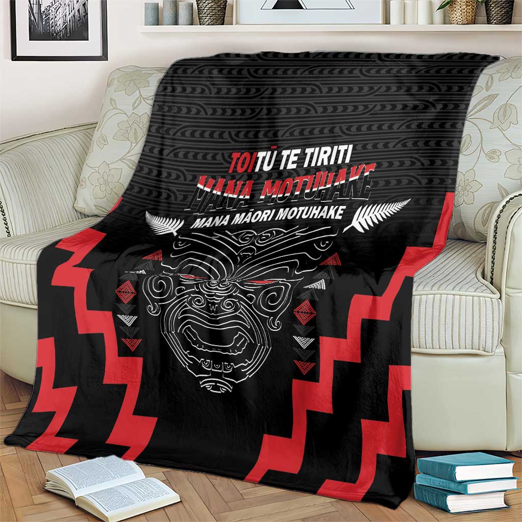 Toitu Te Tiriti Mana Maori Motuhake Blanket Aotearoa Haka Face Mix Poutama Art
