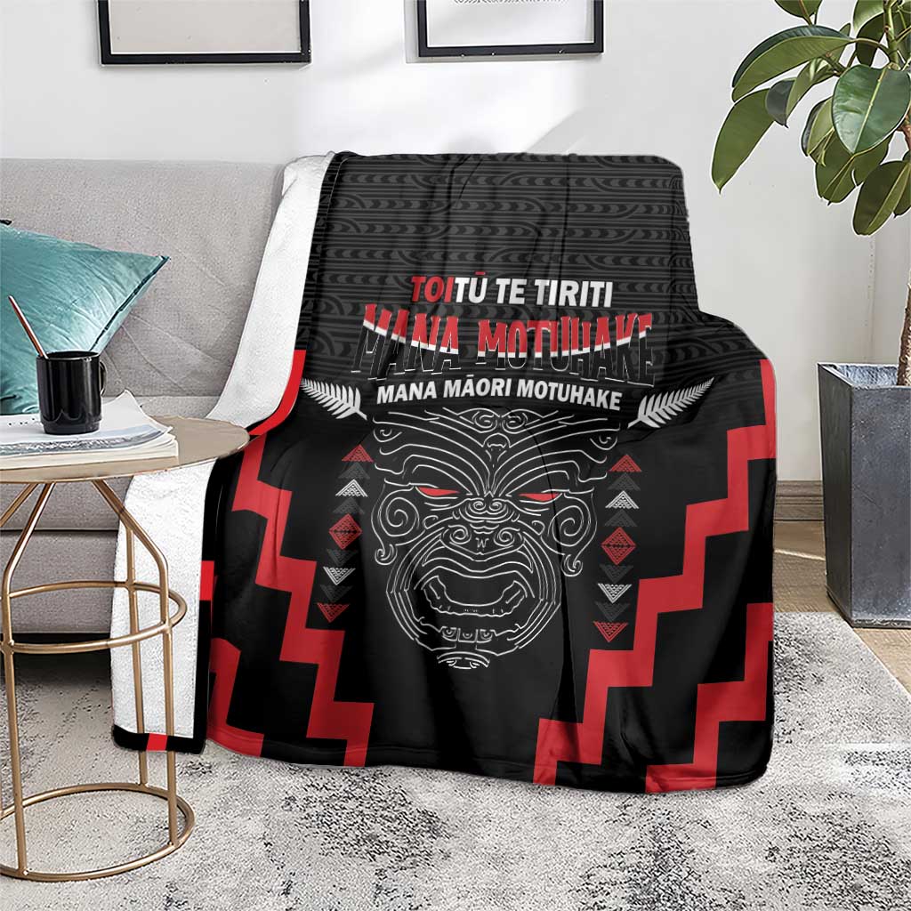 Toitu Te Tiriti Mana Maori Motuhake Blanket Aotearoa Haka Face Mix Poutama Art