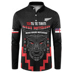 Personalised Toitu Te Tiriti Mana Maori Motuhake Button Sweatshirt Aotearoa Haka Face Mix Poutama Art