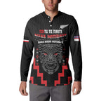Personalised Toitu Te Tiriti Mana Maori Motuhake Button Sweatshirt Aotearoa Haka Face Mix Poutama Art