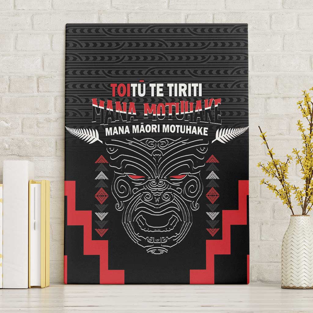 Toitu Te Tiriti Mana Maori Motuhake Canvas Wall Art Aotearoa Haka Face Mix Poutama Art