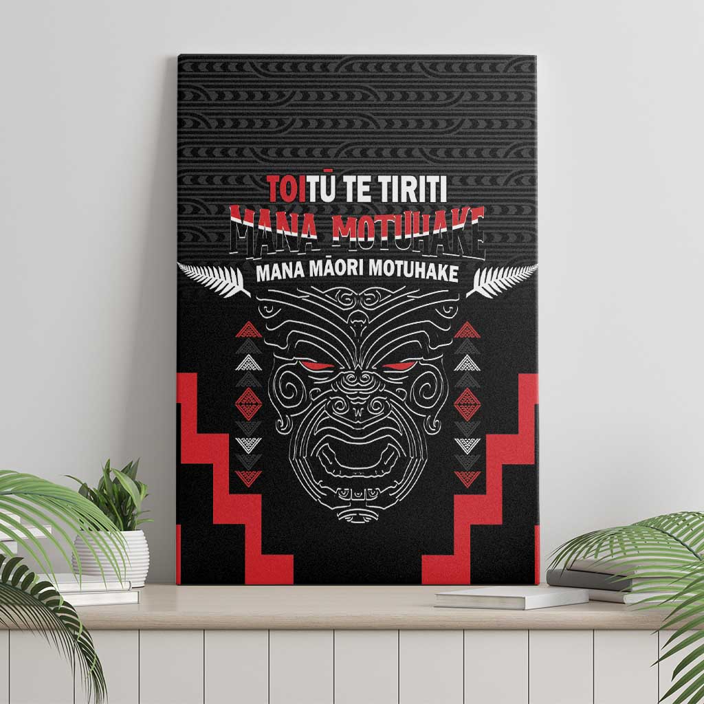 Toitu Te Tiriti Mana Maori Motuhake Canvas Wall Art Aotearoa Haka Face Mix Poutama Art