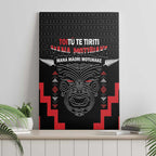Toitu Te Tiriti Mana Maori Motuhake Canvas Wall Art Aotearoa Haka Face Mix Poutama Art