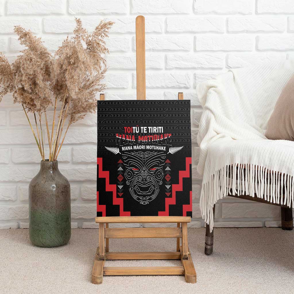 Toitu Te Tiriti Mana Maori Motuhake Canvas Wall Art Aotearoa Haka Face Mix Poutama Art