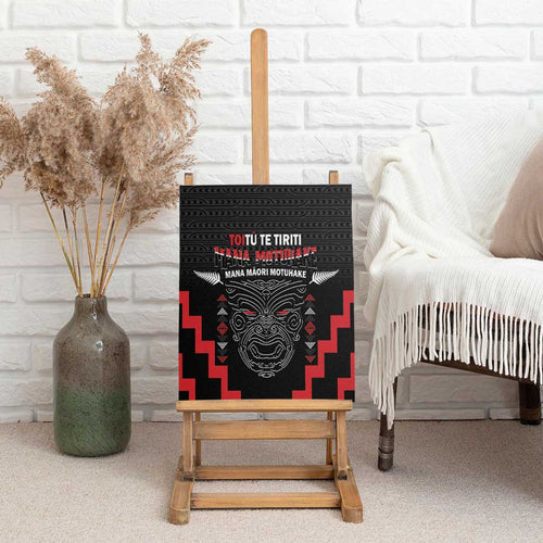 Toitu Te Tiriti Mana Maori Motuhake Canvas Wall Art Aotearoa Haka Face Mix Poutama Art