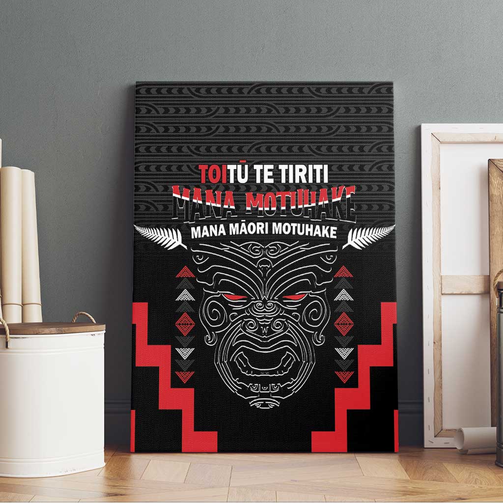Toitu Te Tiriti Mana Maori Motuhake Canvas Wall Art Aotearoa Haka Face Mix Poutama Art