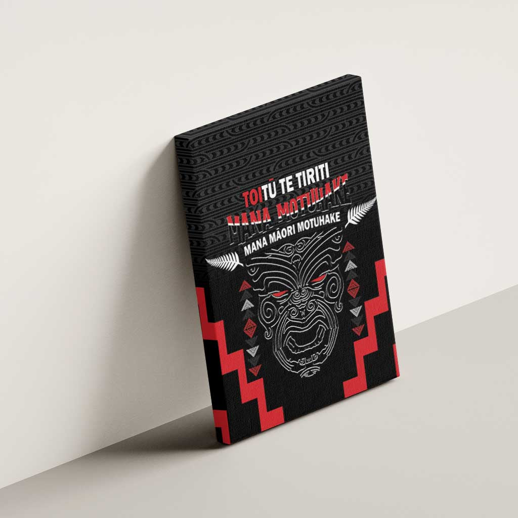 Toitu Te Tiriti Mana Maori Motuhake Canvas Wall Art Aotearoa Haka Face Mix Poutama Art