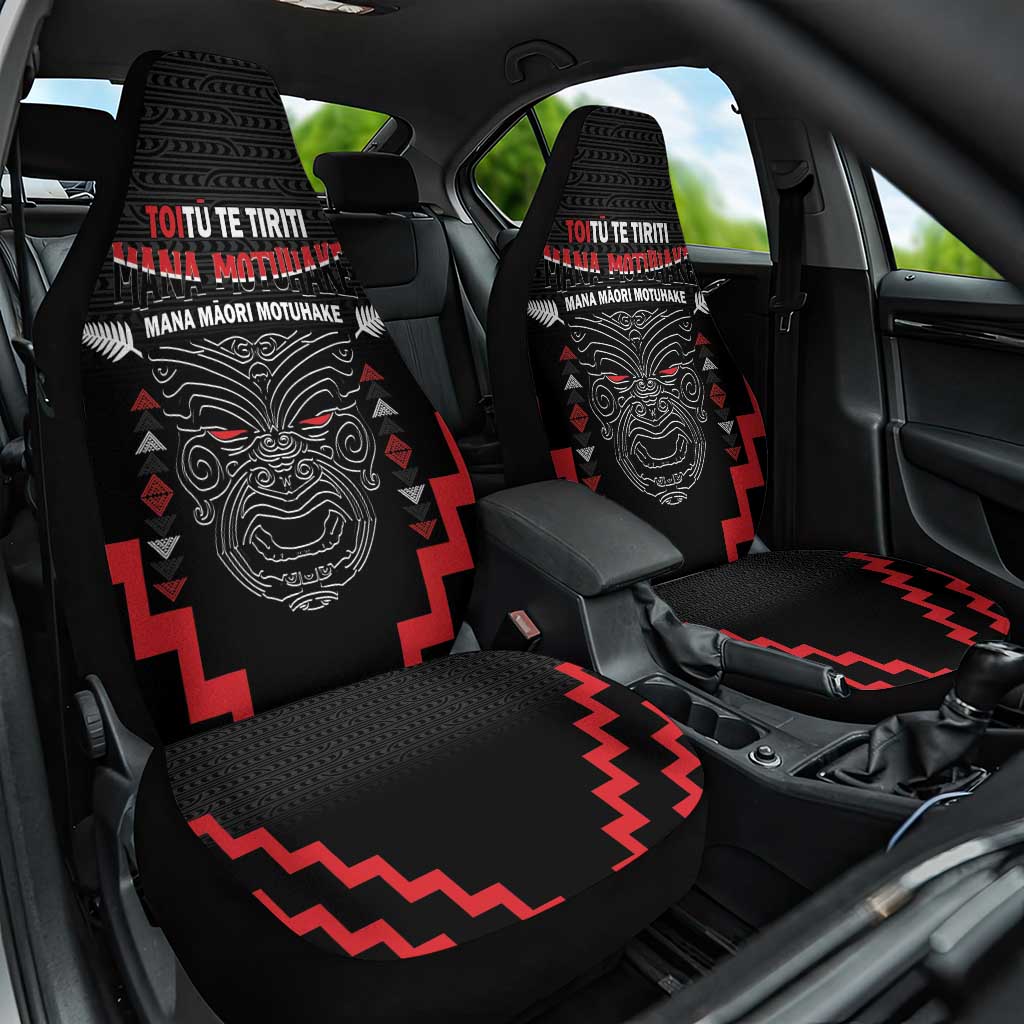 Toitu Te Tiriti Mana Maori Motuhake Car Seat Cover Aotearoa Haka Face Mix Poutama Art