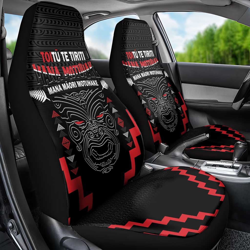 Toitu Te Tiriti Mana Maori Motuhake Car Seat Cover Aotearoa Haka Face Mix Poutama Art