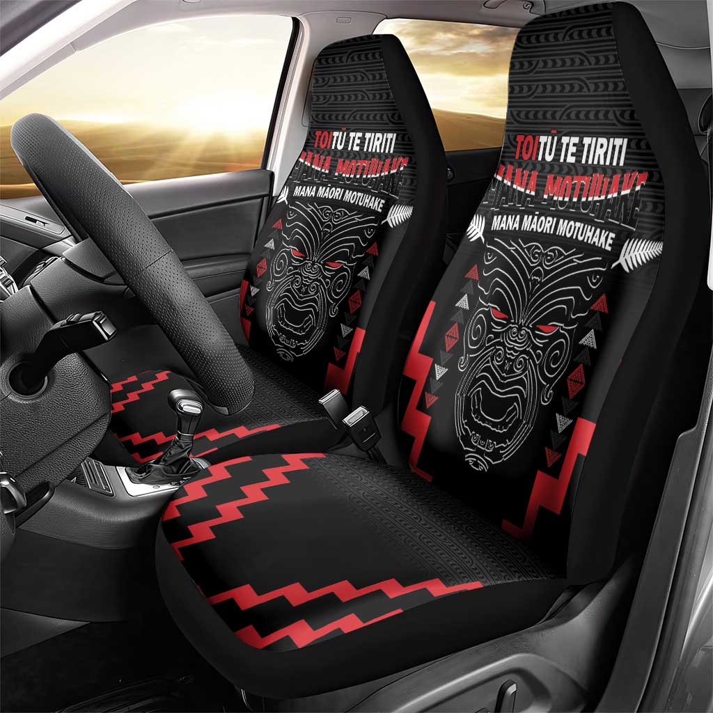 Toitu Te Tiriti Mana Maori Motuhake Car Seat Cover Aotearoa Haka Face Mix Poutama Art