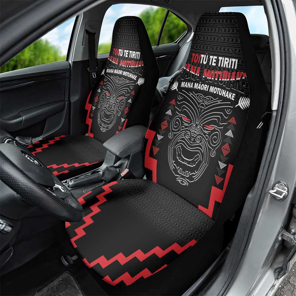 Toitu Te Tiriti Mana Maori Motuhake Car Seat Cover Aotearoa Haka Face Mix Poutama Art