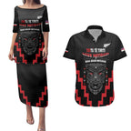 Personalised Toitu Te Tiriti Mana Maori Motuhake Couples Matching Puletasi and Hawaiian Shirt Aotearoa Haka Face Mix Poutama Art