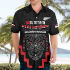 Personalised Toitu Te Tiriti Mana Maori Motuhake Hawaiian Shirt Aotearoa Haka Face Mix Poutama Art