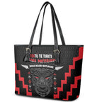 Toitu Te Tiriti Mana Maori Motuhake Leather Tote Bag Aotearoa Haka Face Mix Poutama Art