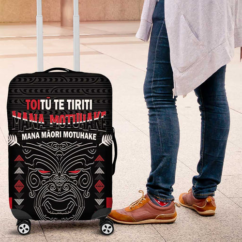 Toitu Te Tiriti Mana Maori Motuhake Luggage Cover Aotearoa Haka Face Mix Poutama Art