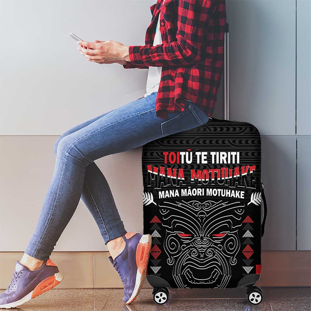 Toitu Te Tiriti Mana Maori Motuhake Luggage Cover Aotearoa Haka Face Mix Poutama Art