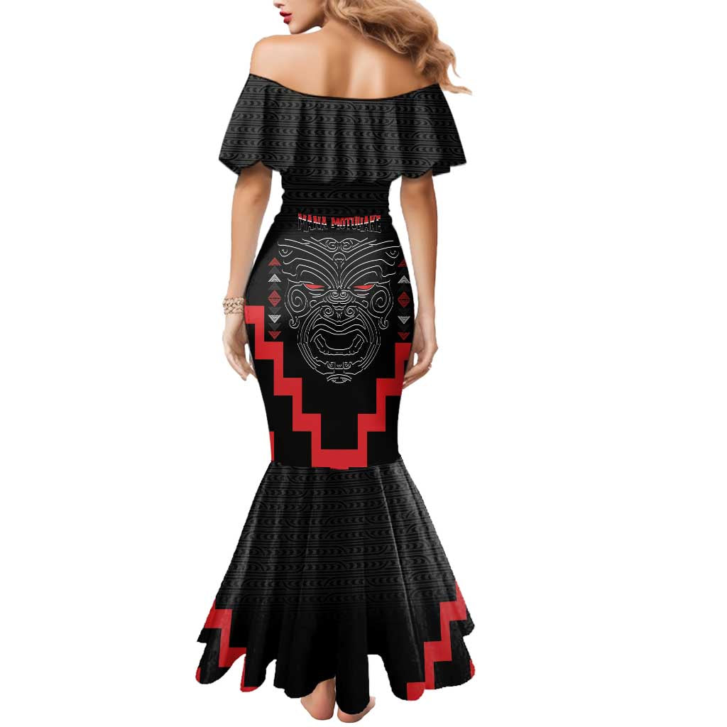 Personalised Toitu Te Tiriti Mana Maori Motuhake Mermaid Dress Aotearoa Haka Face Mix Poutama Art