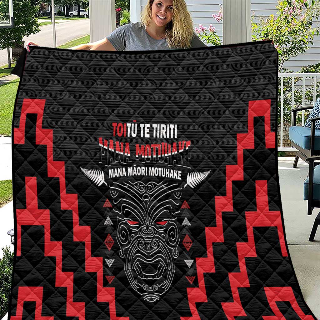 Toitu Te Tiriti Mana Maori Motuhake Quilt Aotearoa Haka Face Mix Poutama Art