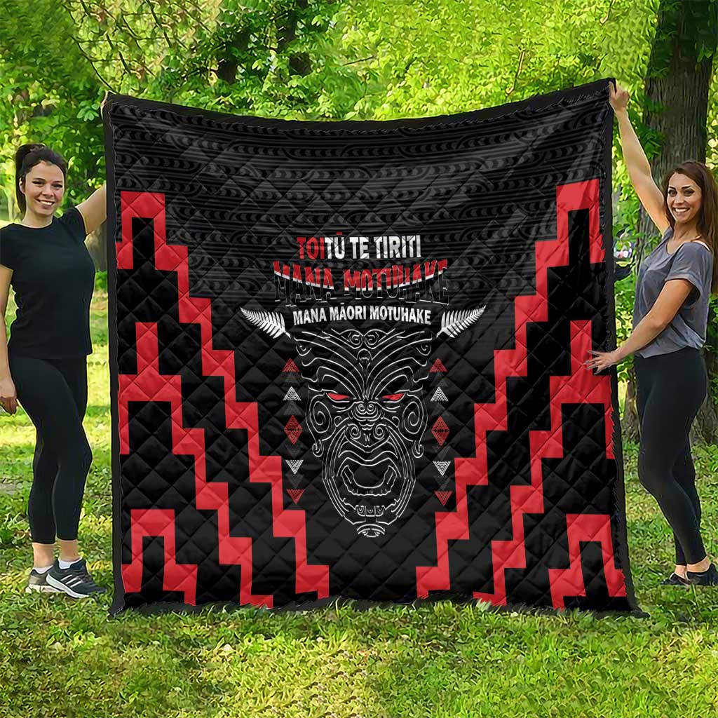 Toitu Te Tiriti Mana Maori Motuhake Quilt Aotearoa Haka Face Mix Poutama Art