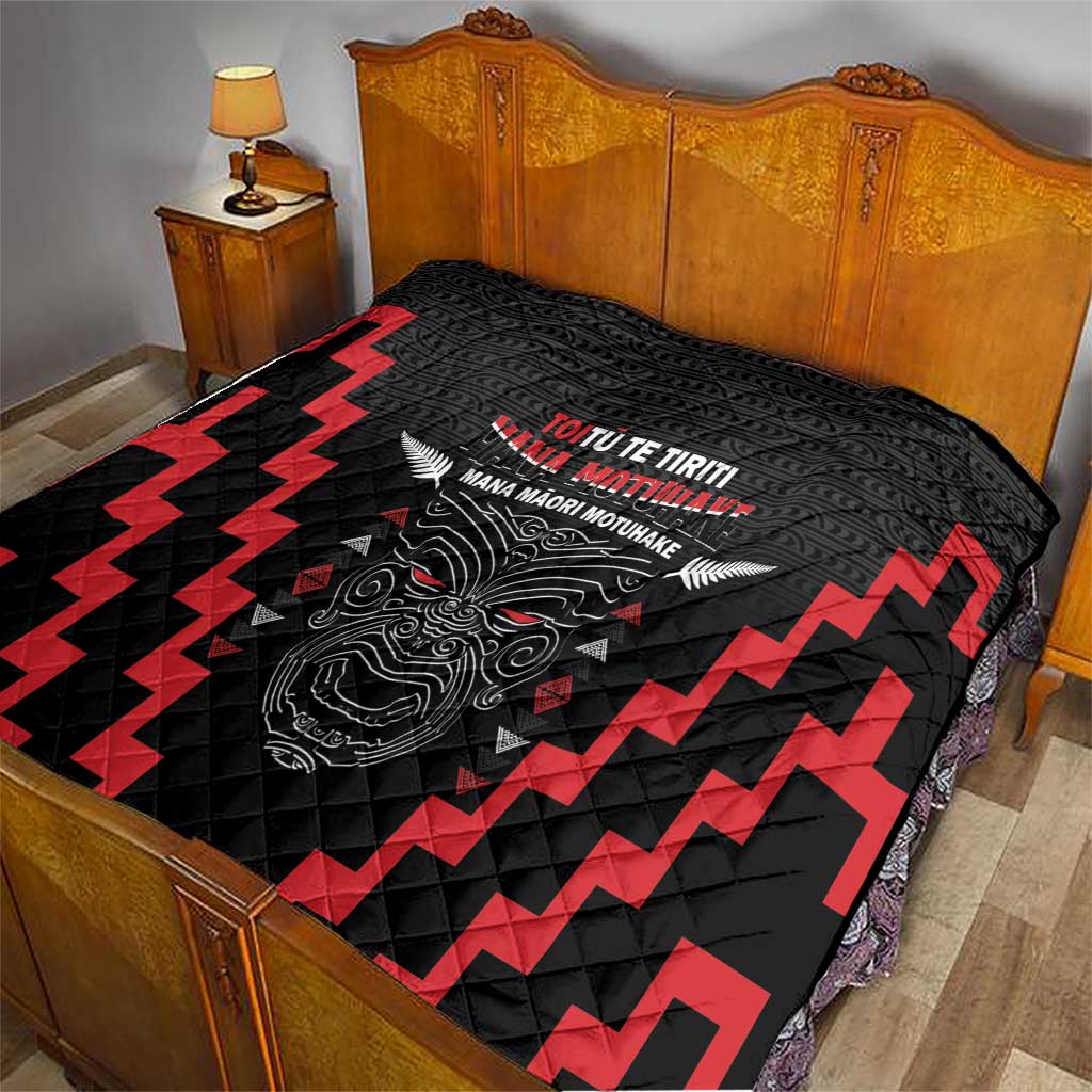 Toitu Te Tiriti Mana Maori Motuhake Quilt Aotearoa Haka Face Mix Poutama Art