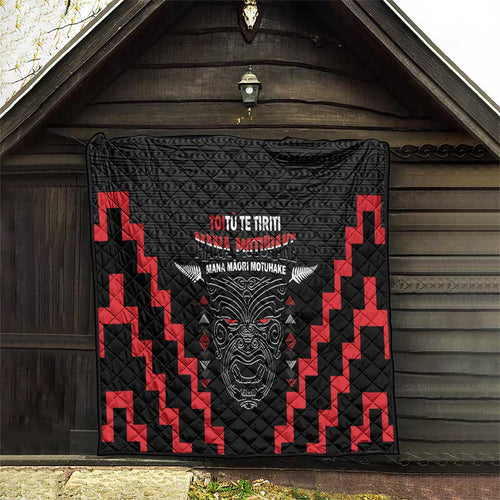 Toitu Te Tiriti Mana Maori Motuhake Quilt Aotearoa Haka Face Mix Poutama Art