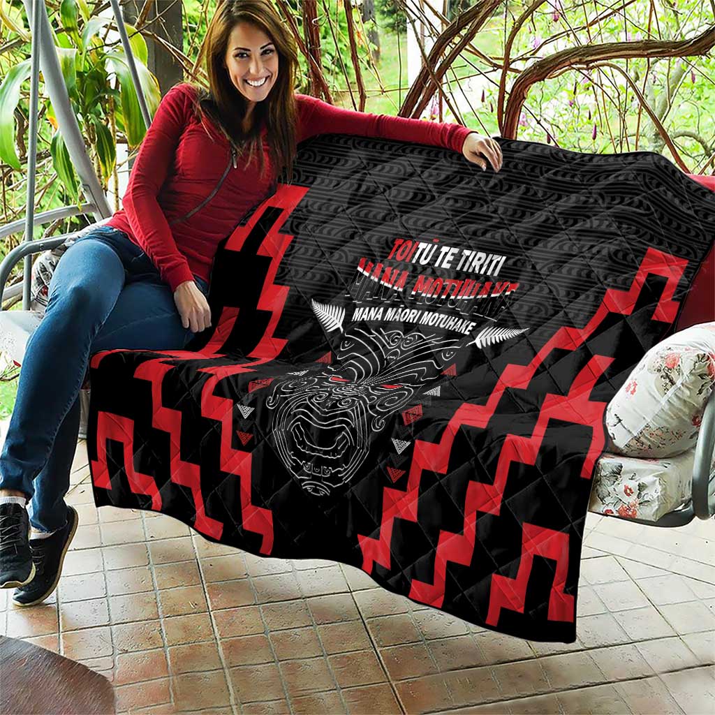 Toitu Te Tiriti Mana Maori Motuhake Quilt Aotearoa Haka Face Mix Poutama Art