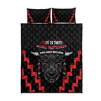 Toitu Te Tiriti Mana Maori Motuhake Quilt Bed Set Aotearoa Haka Face Mix Poutama Art