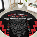 Toitu Te Tiriti Mana Maori Motuhake Round Carpet Aotearoa Haka Face Mix Poutama Art