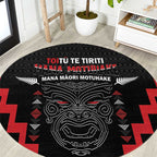 Toitu Te Tiriti Mana Maori Motuhake Round Carpet Aotearoa Haka Face Mix Poutama Art