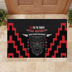 Toitu Te Tiriti Mana Maori Motuhake Rubber Doormat Aotearoa Haka Face Mix Poutama Art