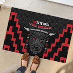 Toitu Te Tiriti Mana Maori Motuhake Rubber Doormat Aotearoa Haka Face Mix Poutama Art