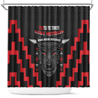 Toitu Te Tiriti Mana Maori Motuhake Shower Curtain Aotearoa Haka Face Mix Poutama Art