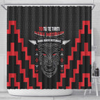 Toitu Te Tiriti Mana Maori Motuhake Shower Curtain Aotearoa Haka Face Mix Poutama Art