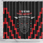 Toitu Te Tiriti Mana Maori Motuhake Shower Curtain Aotearoa Haka Face Mix Poutama Art
