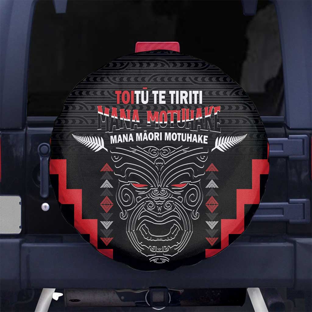 Toitu Te Tiriti Mana Maori Motuhake Spare Tire Cover Aotearoa Haka Face Mix Poutama Art