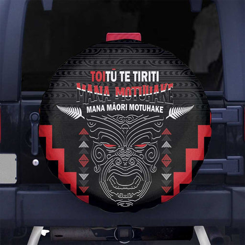Toitu Te Tiriti Mana Maori Motuhake Spare Tire Cover Aotearoa Haka Face Mix Poutama Art