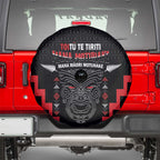 Toitu Te Tiriti Mana Maori Motuhake Spare Tire Cover Aotearoa Haka Face Mix Poutama Art