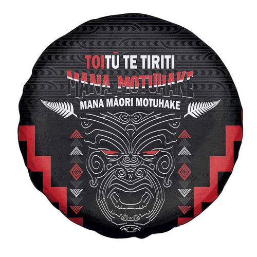 Toitu Te Tiriti Mana Maori Motuhake Spare Tire Cover Aotearoa Haka Face Mix Poutama Art