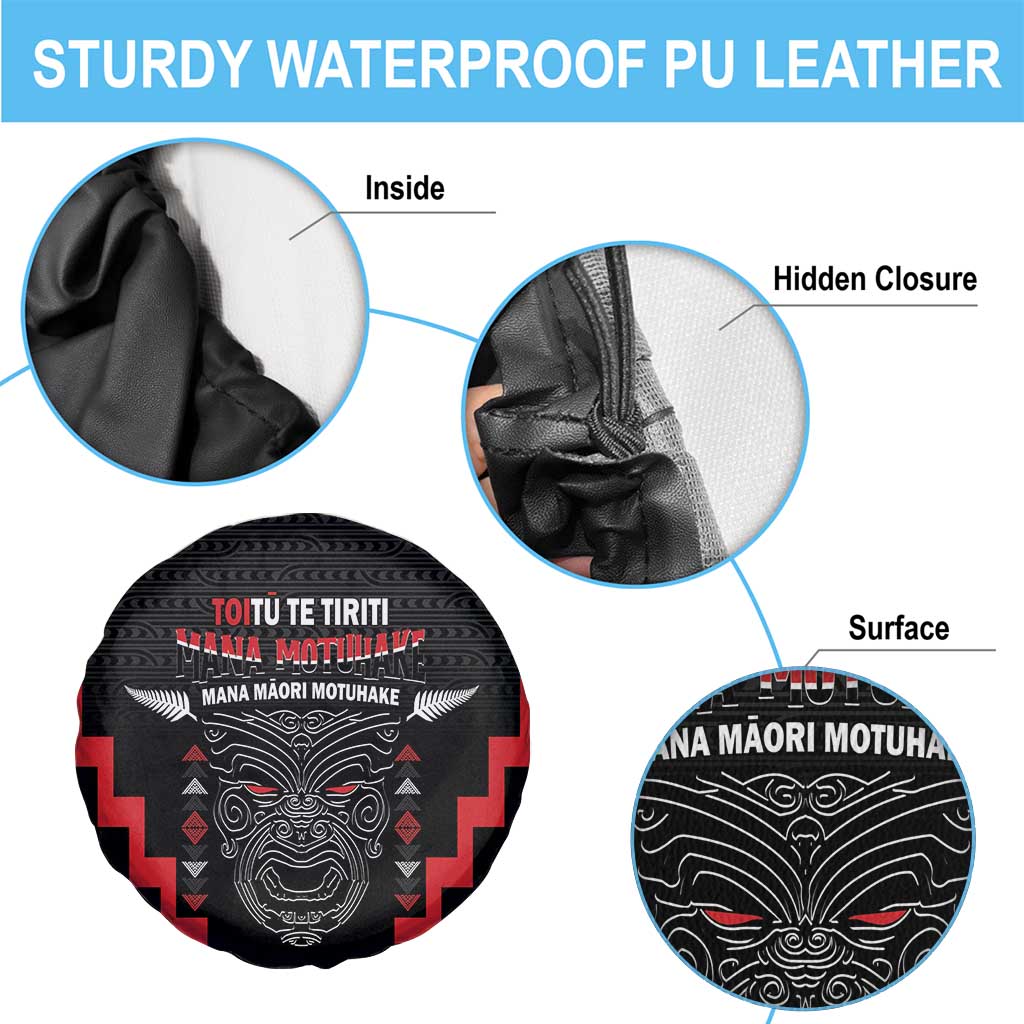 Toitu Te Tiriti Mana Maori Motuhake Spare Tire Cover Aotearoa Haka Face Mix Poutama Art