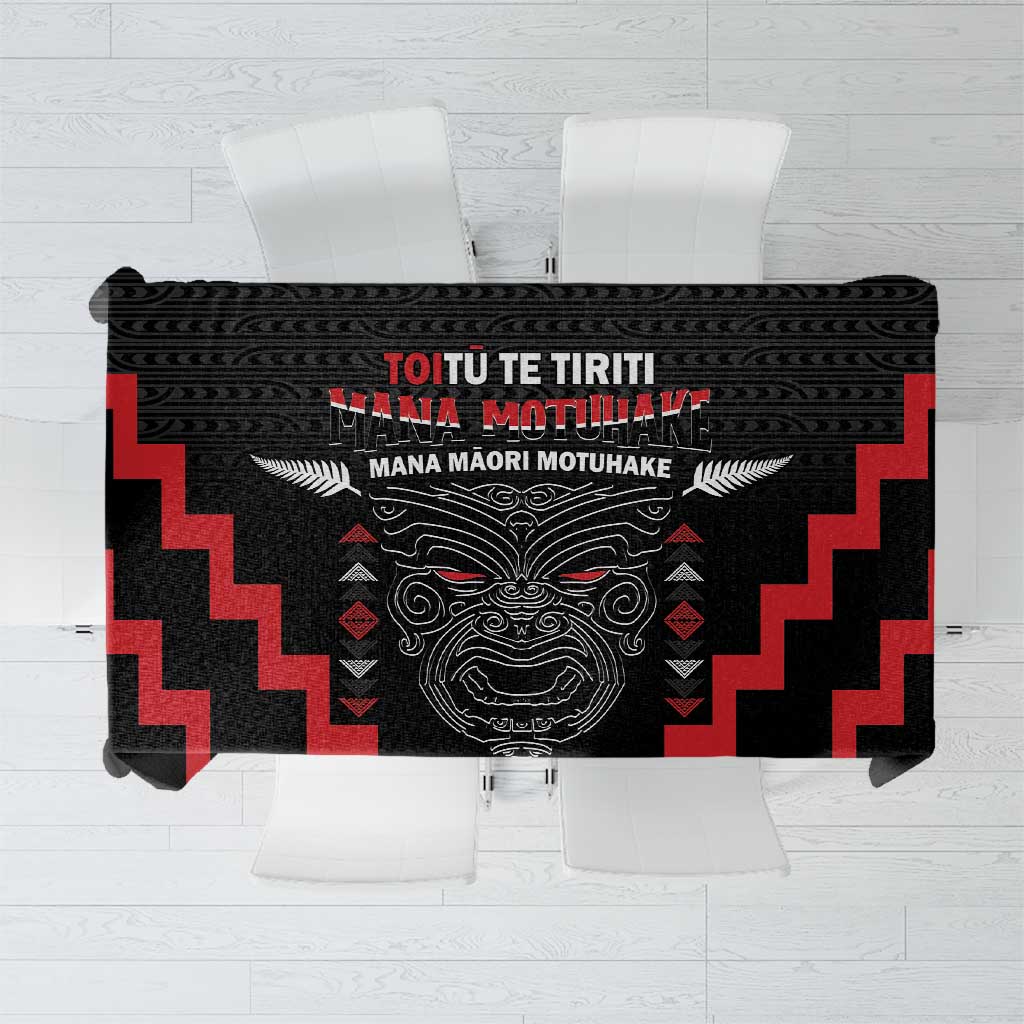 Toitu Te Tiriti Mana Maori Motuhake Tablecloth Aotearoa Haka Face Mix Poutama Art